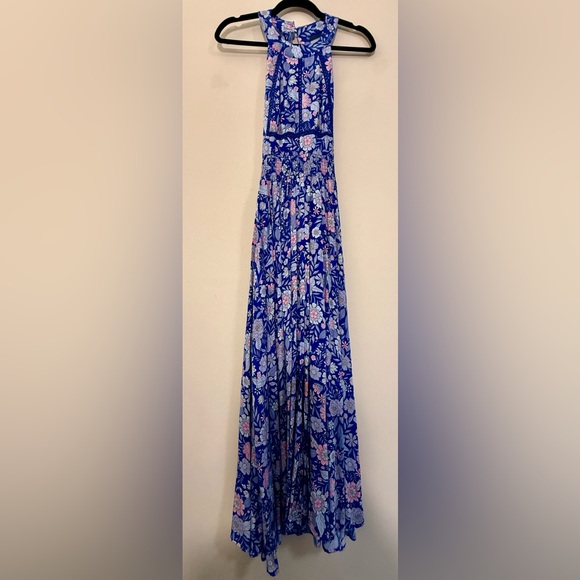 Abel the Label x Anthropologie Floral Halter Maxi Dress in Blue and Pink - XS Abel the Label x Anthropologie Floral Halter Maxi Dress in Blue and Pink - XS